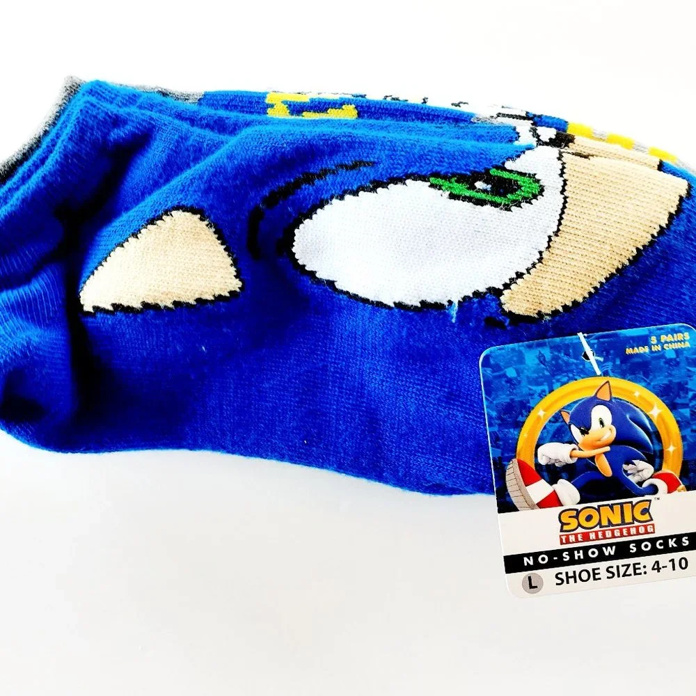 Sonic The Hedgehog Boys Socks No Show 4 Pairs Size 4-10 New
